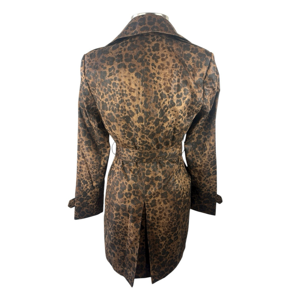 Cachè Leopard Animal Print Trench Coat Large Belted Lined Old Money Y2k Style - Picture 13 of 16